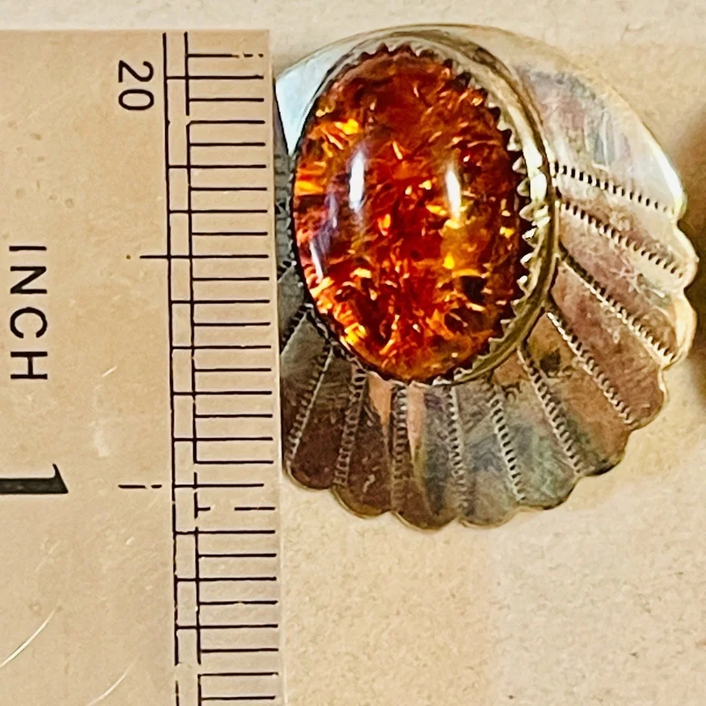 VTG Southwest Sterling Silver With Amber Earrings